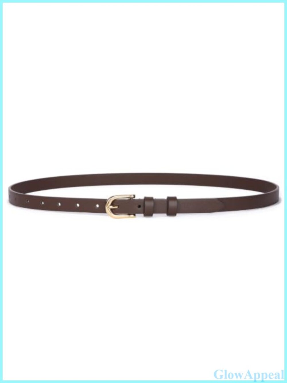 Skinny Faux Leather Belt with Gold Buckle for Jeans Dresses Pants